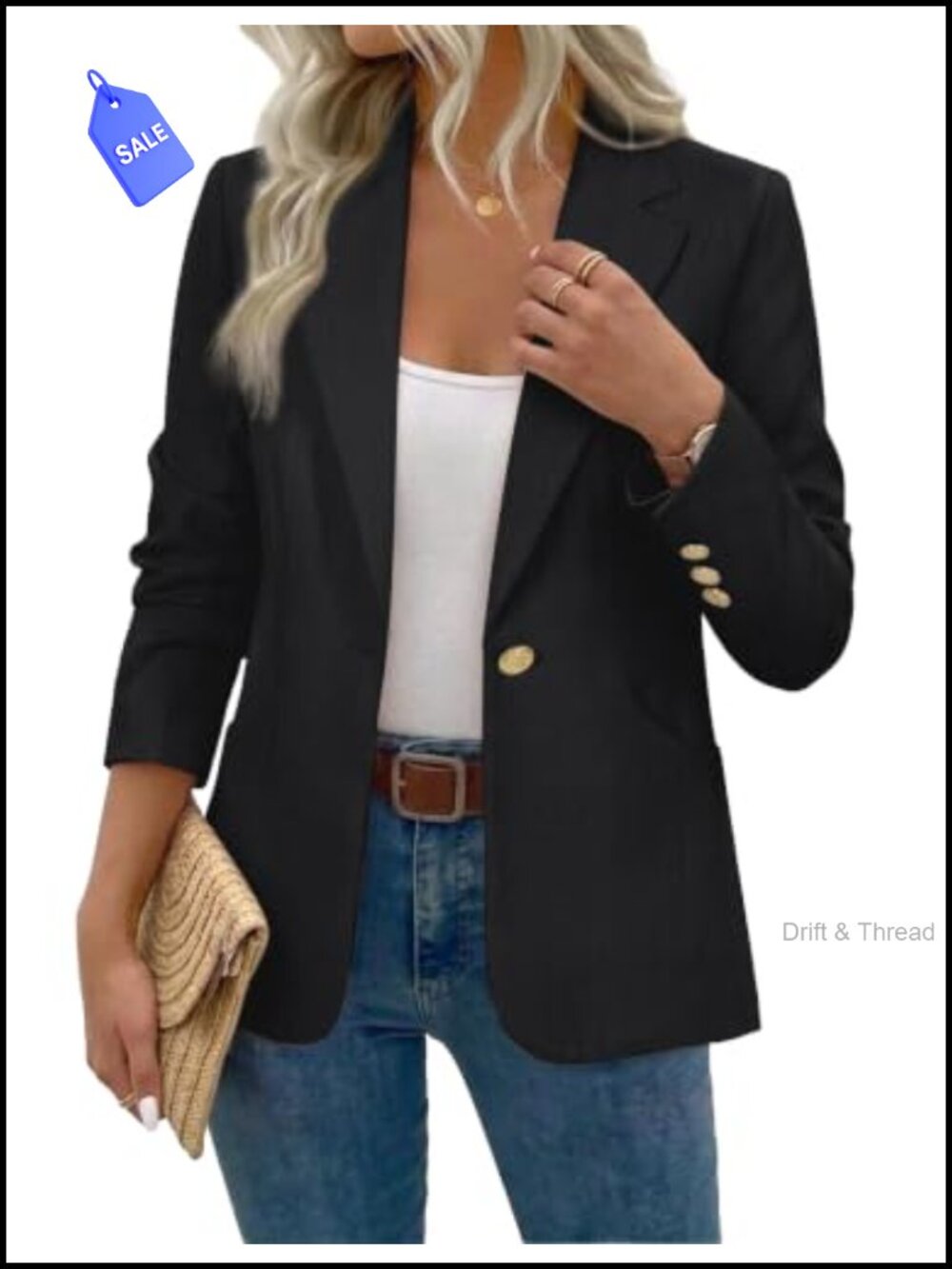 Women's Business Casual Blazer One Button Notched Lapel Long Sleeve